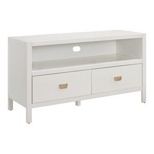 Benjara 44" Transitional Wood Media Center with 2 Drawers in White | Cymax