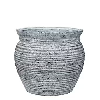 allen + roth 13-in x 11.25-in Whitewash Black Terracotta Mixed/Composite Planter with Drainage Ho... | Lowe's