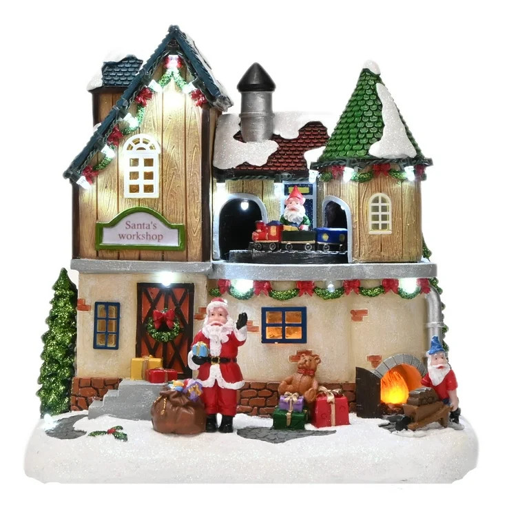 Valery Madelyn 9.4 inches Pre-Lit Musical Christmas Village, Dynamic Scenes Christmas Figurine Bu... | Walmart (US)