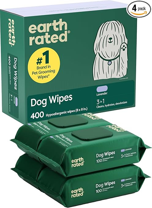 earth rated Dog Wipes, Hypoallergenic, Cleaning and Hydrating, for Grooming Paws, Body and Butt, ... | Amazon (US)