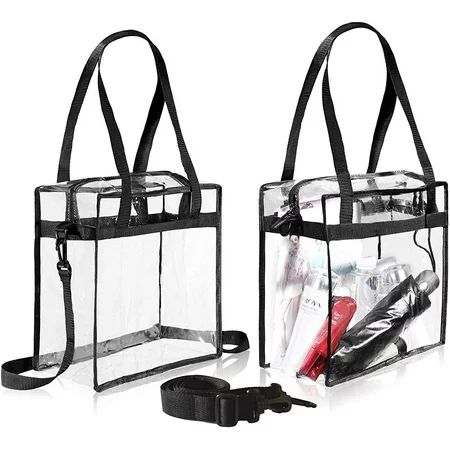 Clear bags Stadium Approved Clear Tote Bag with Zipper Closure Crossbody Messenger Shoulder Bag with | Walmart (US)