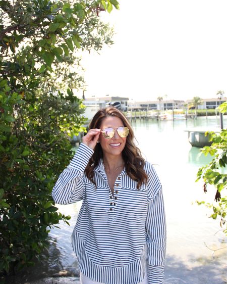 Loving this classic striped top with white jeans look for spring! Pieces run tts 

#LTKSeasonal #LTKstyletip #LTKfindsunder100