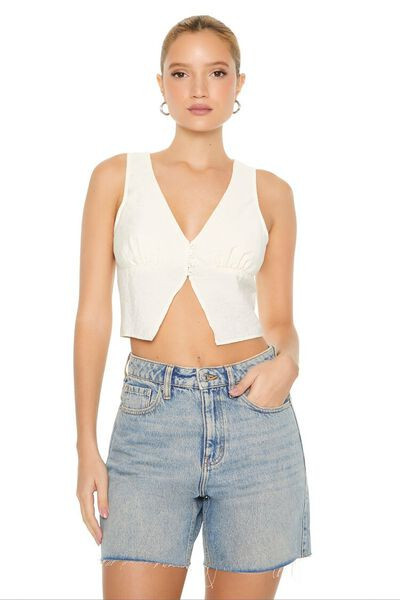 Plunging Split-Hem Crop Top | Forever 21