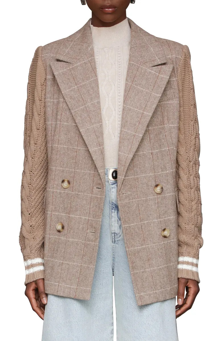 Double Breasted Mixed Media Blazer | Nordstrom