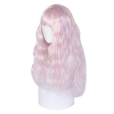 Unique Bargains Christmas Curly Wig for Women with Wig Cap Medium Long Hair Pink 26" | Target