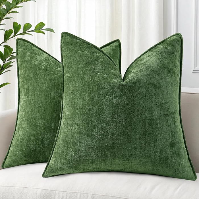 decorUhome Spring Couch Throw Pillow Covers 18x18 Set of 2, Decorative Soft Velvet Neutral Chenil... | Amazon (US)