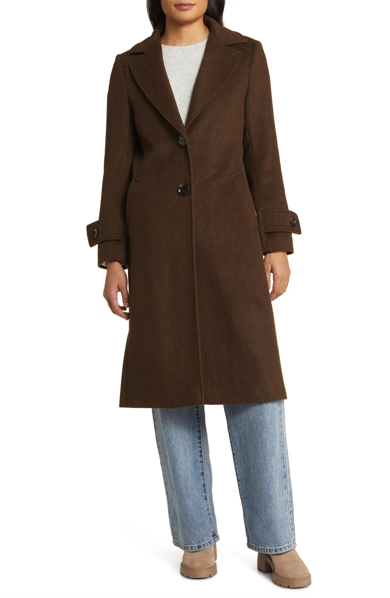 Notch Collar Longline Wool Blend Coat | Nordstrom
