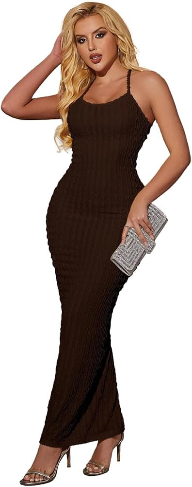 Nimsruc Summer Long Dresses for Women Spaghetti Strap Bodycon | Amazon (US)