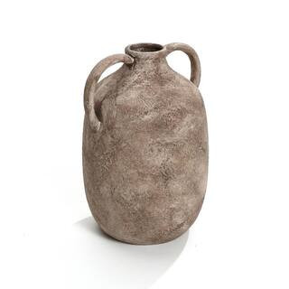 11.5 in. Marble Brown Ceramic Pitcher Vase with Handles | The Home Depot