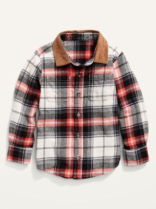 Unisex Plaid Flannel Corduroy Collar Shirt for Toddler | Old Navy (US)