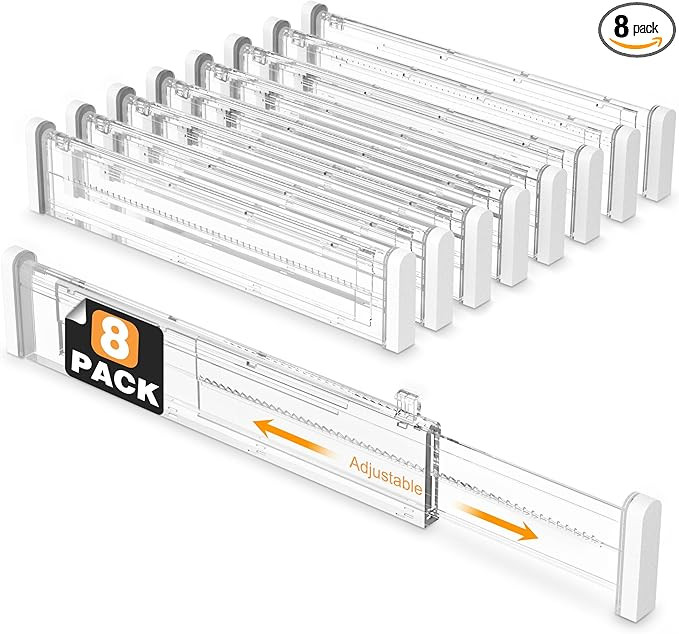 HiYZ Adjustable Drawer Dividers - Expandable 12.6''-22.8'' Kitchen Drawer Organizers Separators f... | Amazon (US)