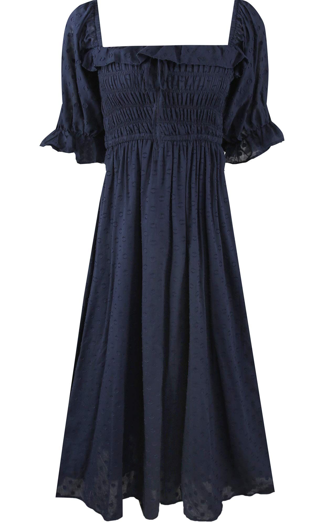 Women's Square Neck Summer Puff Sleeve Vintage Elegant Backless A Line Flowy Midi Dresses | Amazon (US)