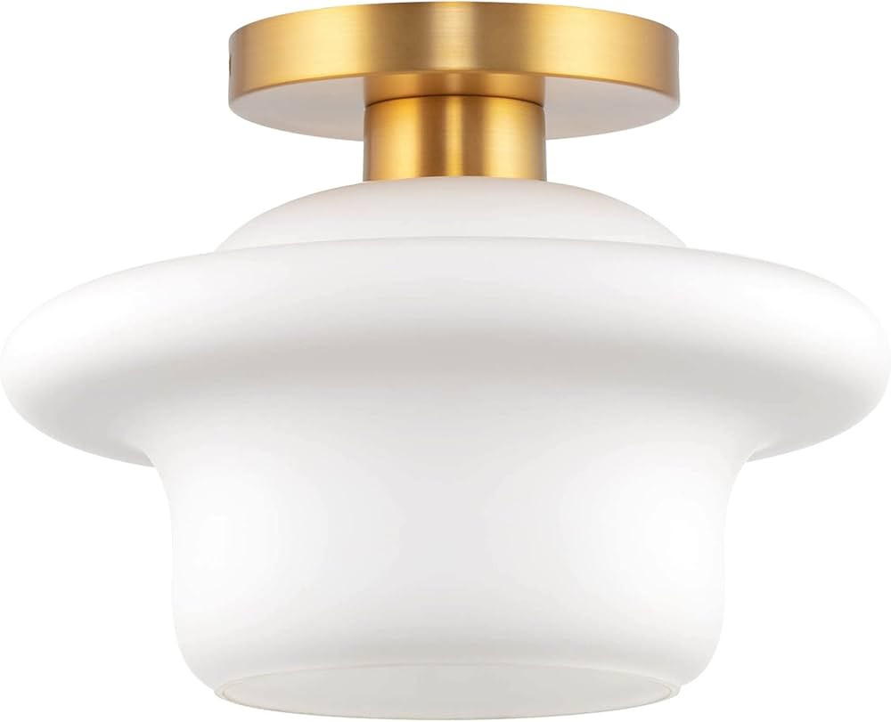 Kira Home Adelyn 10" 1-Light Modern Farmhouse Semi Flush Mount Ceiling Light + Opal Schoolhouse G... | Amazon (US)