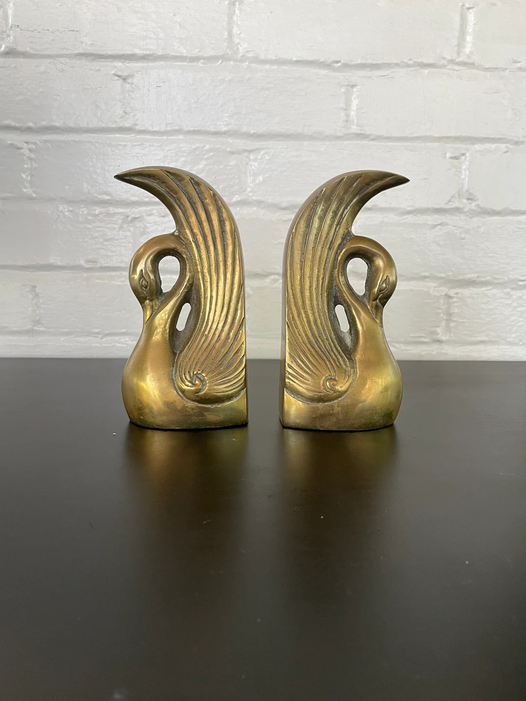 Vintage Brass Swan Book Ends | Etsy (US)