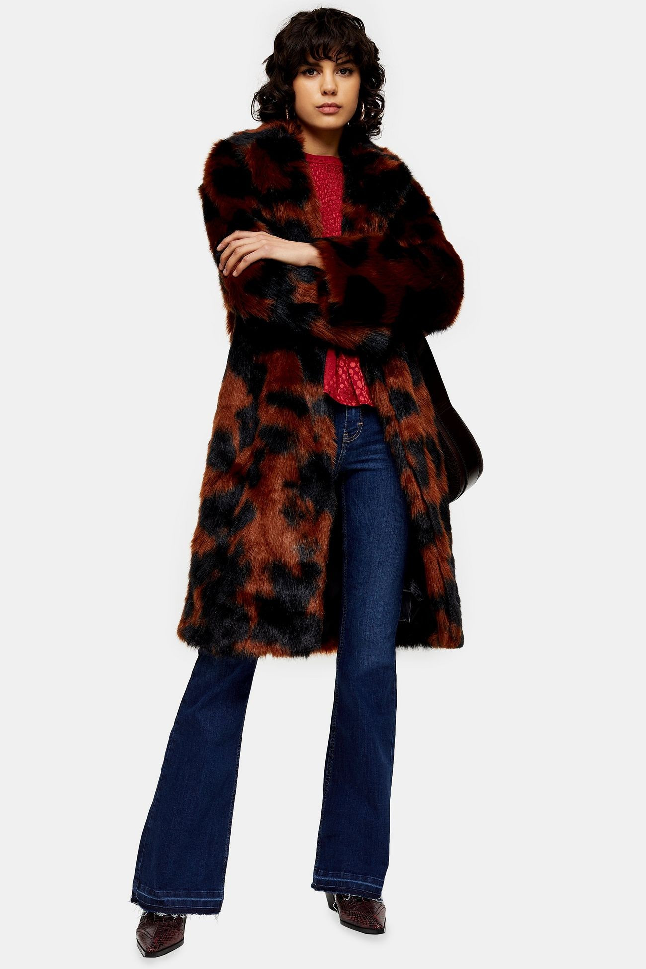 Cow Print Faux Fur Coat | Topshop UK