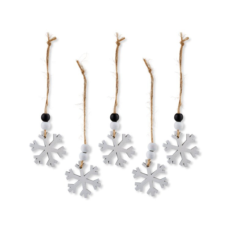 Black and White Wooden Snowflake Mini Decorative Ornament, 5 Count, by Holiday Time | Walmart (US)