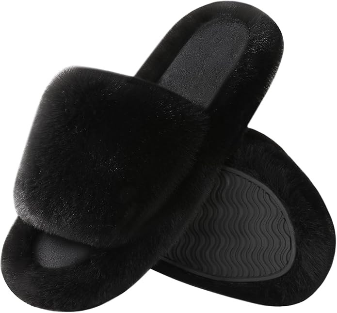 Ankis Comfy Women's Plush Slippers - Cute Chic Versatile Pretty Platform Slippers, Open Toe, Non-... | Amazon (US)