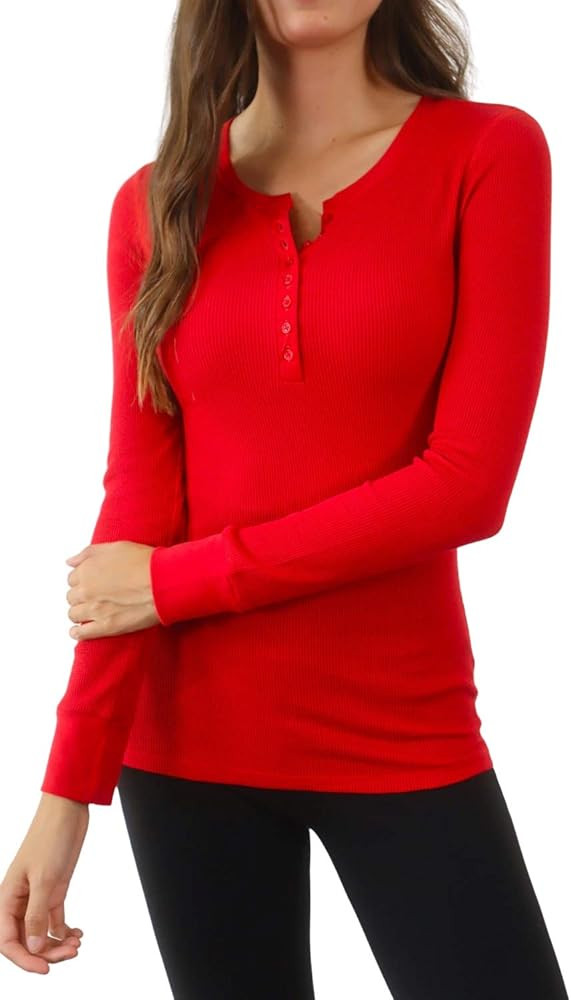 Women's Long Sleeve Waffle Knit Stretch Cotton Thermal Underwear Shirt | Amazon (US)