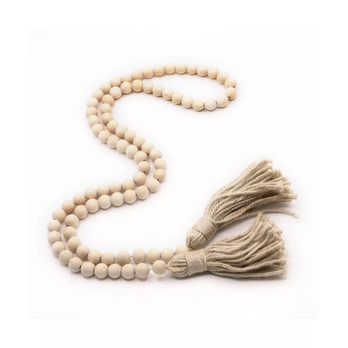 Ornativity Farmhouse Beads Wooden Garland Wood Prayer Bead Garland with Tassels Boho Rustic Accen... | Target