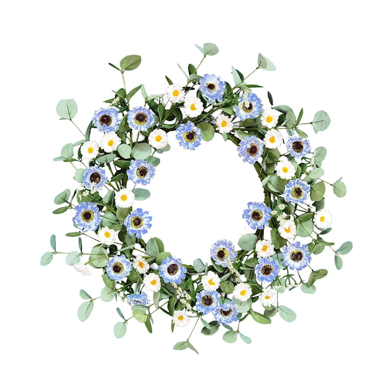 Blue Wildflowers Floral Wreath, 22" | At Home