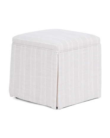 18x18 Terra Skirted Striped Ottoman | TJ Maxx