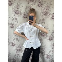 Vintage White Blouse With Golden Buttons, Puff Sleeves Top | Etsy (US)