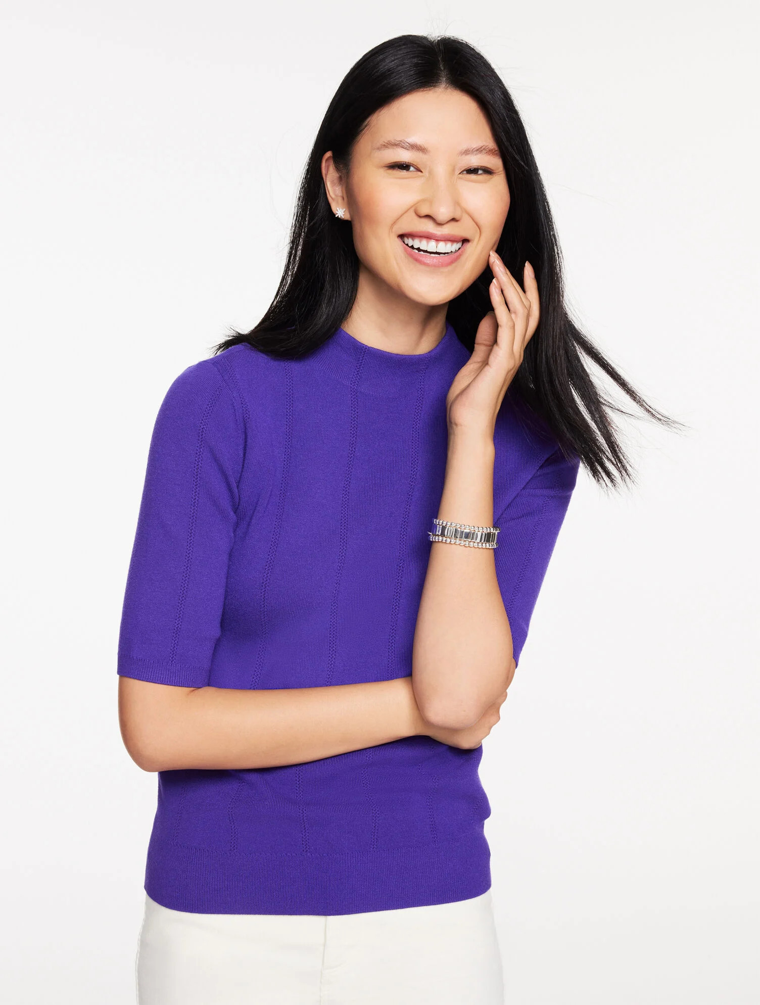 Elbow Sleeve Mockneck Sweater | Talbots