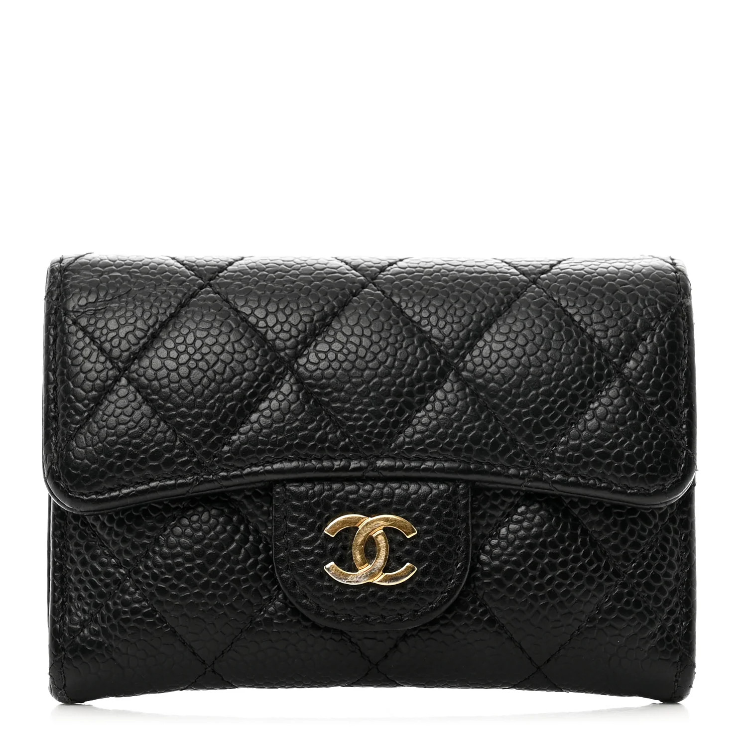 Caviar Quilted Flap Card Holder Black | FASHIONPHILE (US)