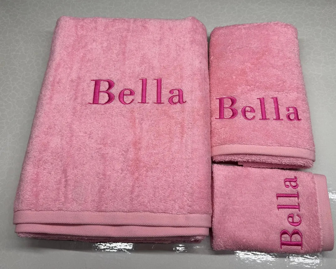 Monogrammed Turkish Cotton Bath Towel Set: Personalized Embroidered Gift | Etsy (Global)