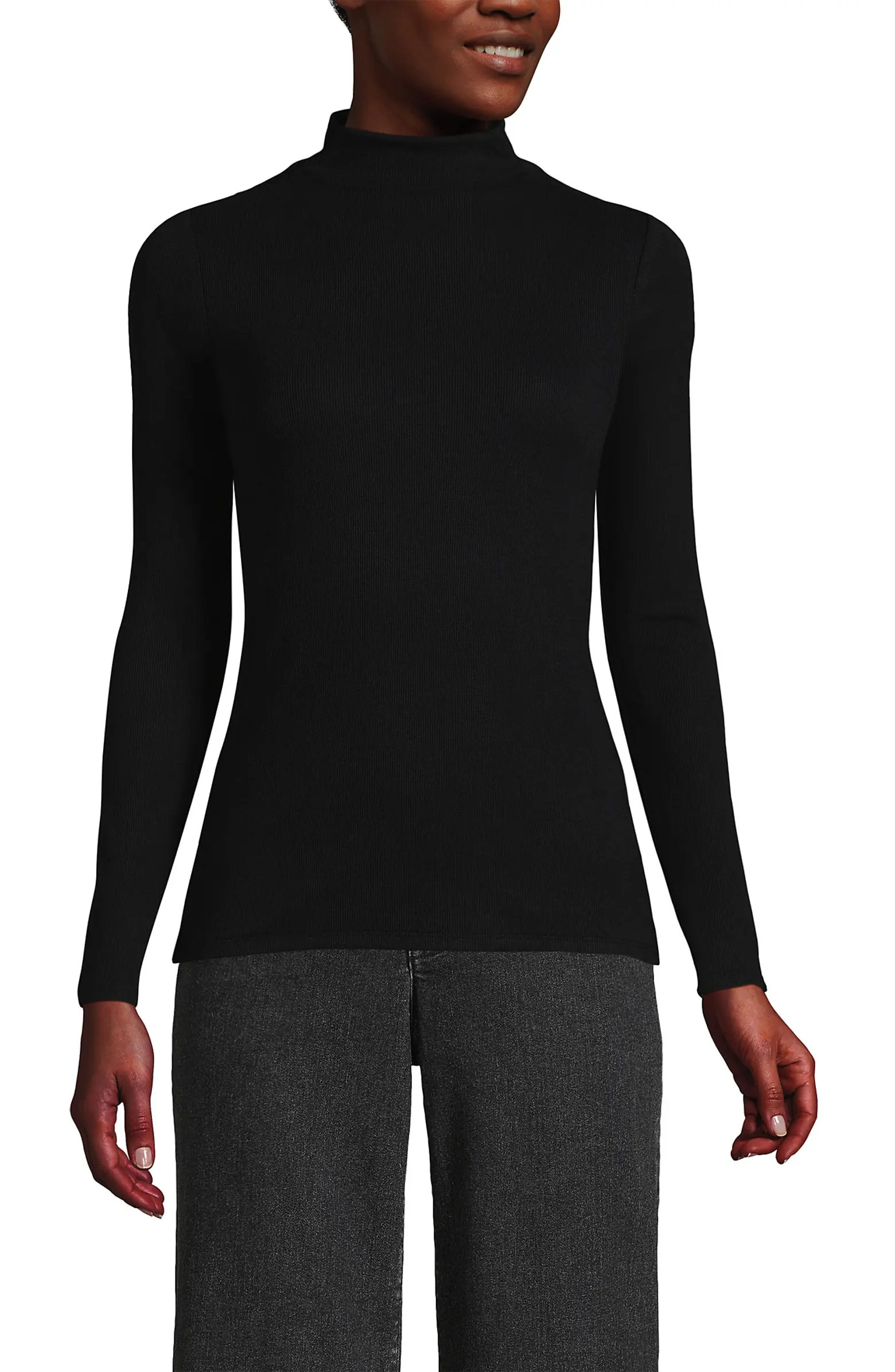 Drapey Rib Skimming Long Sleeve Mock Neck | Nordstrom