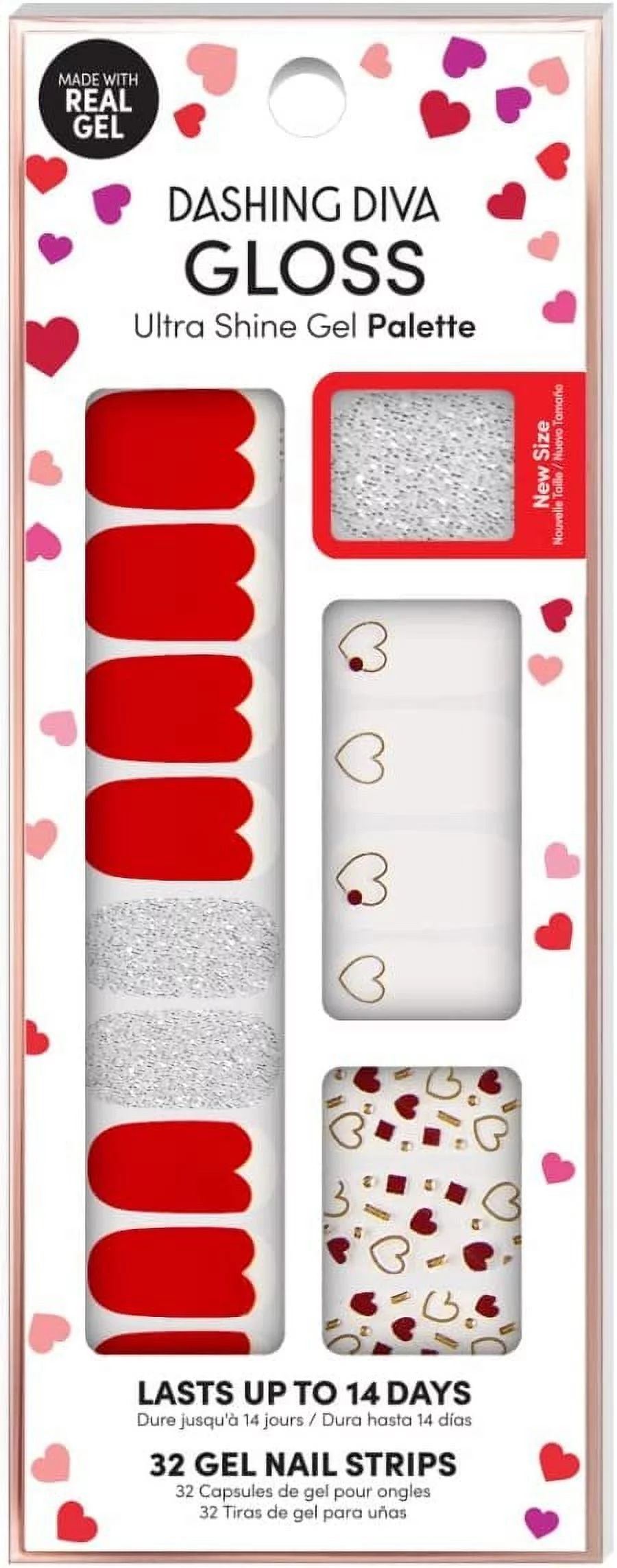 Dashing Diva Gloss Ultra Shine Gel Nail Strips Haute Hearts, Red | Walmart (US)