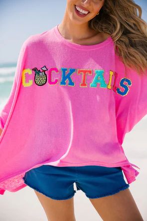 COCKTAILS PINK OVERSIZED TOP | Judith March