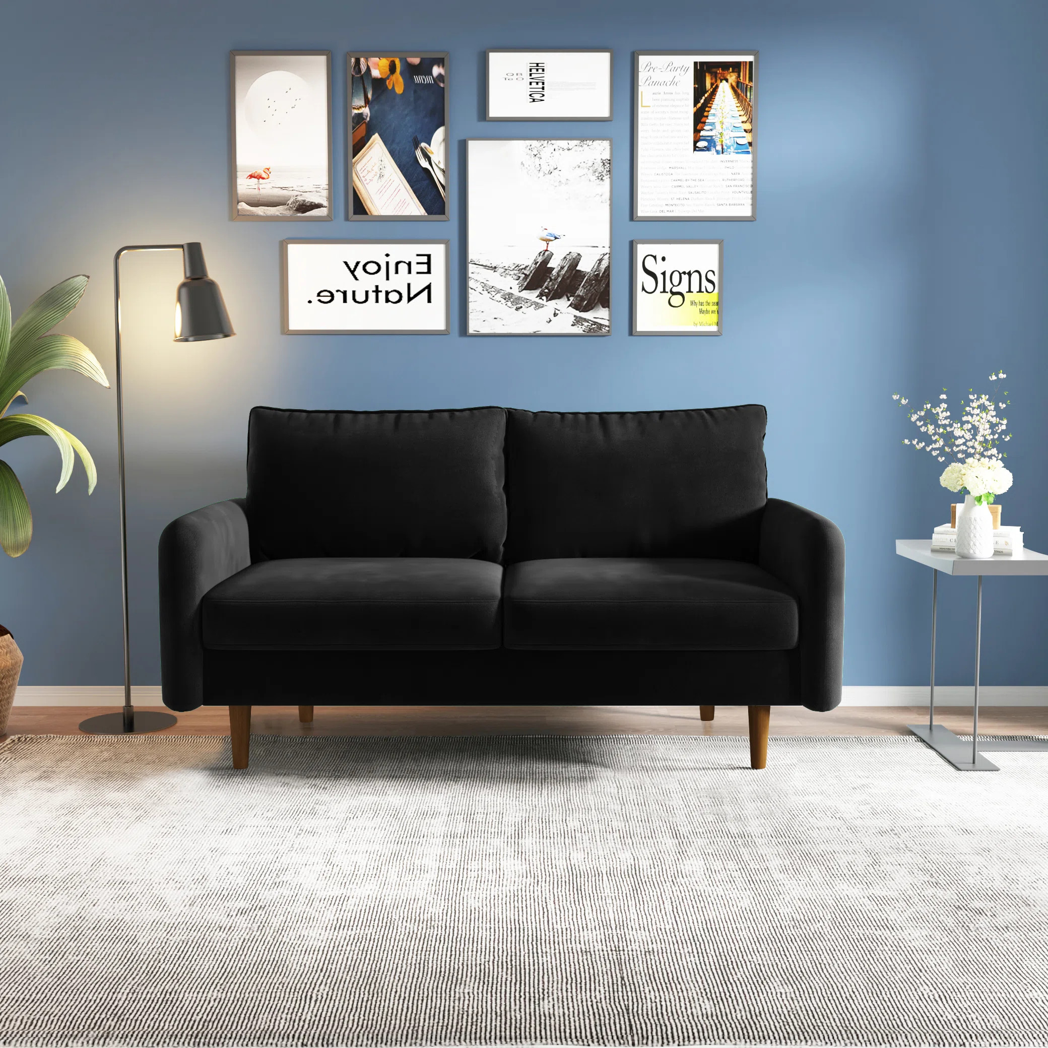 Corrigan Studio Anacapa 58" Velvet Round Arm Sofa Loveseat & Reviews - Wayfair Canada | Wayfair North America