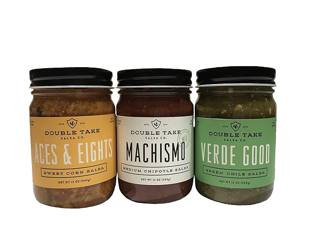 Double Take Salsa Gourmet Variety 3-Pack, Aces & Eights Sweet Corn, Machismo Medium Chipotle, Ver... | Amazon (US)