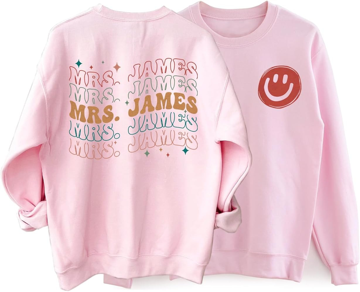 Custom Mrs Sweatshirt - Mrs Last Name Sweatshirt, Bride Personalized Sweatshirt, Wifey Sweatshirt... | Amazon (US)