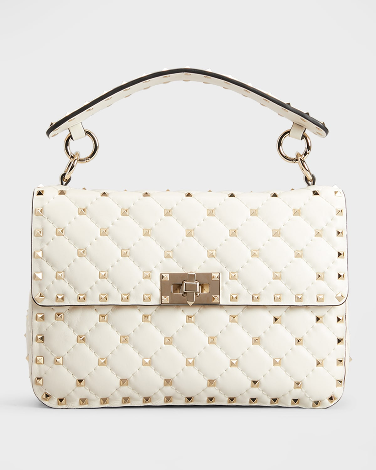 Rockstud Spike Medium Quilted Top-Handle Bag | Neiman Marcus