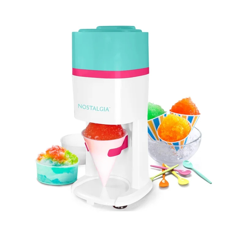 Nostalgia Electric 80 Watt Ice Shaver with Ice Mold & Reusable Cone, Teal & White | Walmart (US)