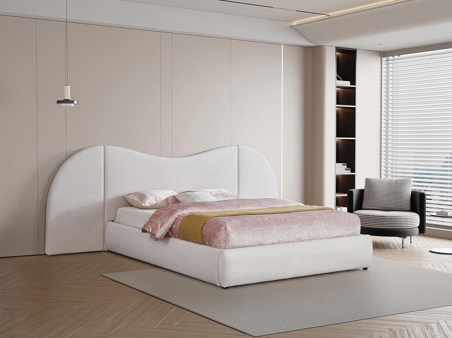 Meridian Furniture B1247Cream-K Everest Collection Modern | Contemporary King Bed with Rich Cream... | Amazon (US)