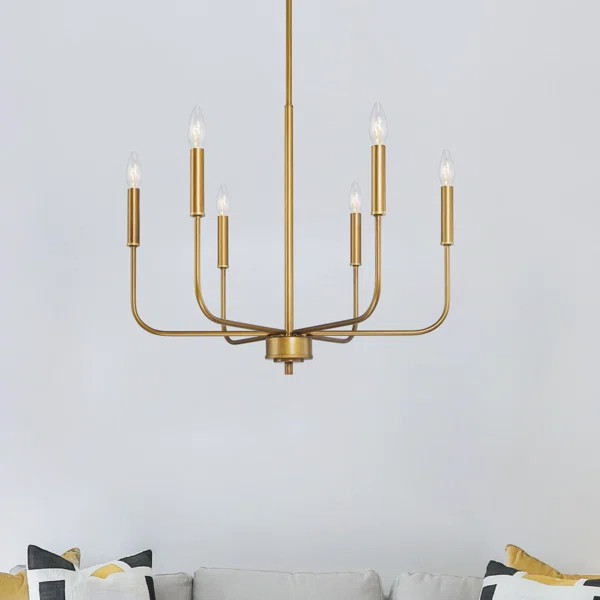 Alaray 6 - Light Candle Style Wagon Wheel Chandelier | Wayfair North America