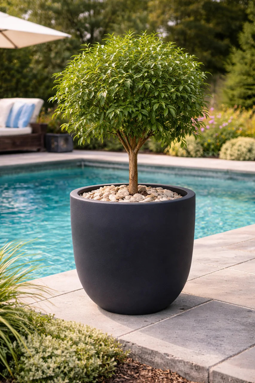 Magic garden Mosswood Resin Planter Matte Black Finish 18 Inch | Walmart (US)