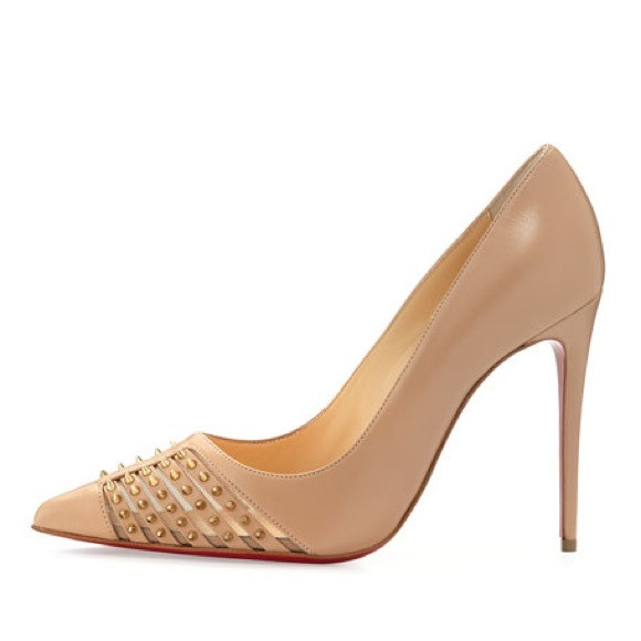 Christian Louboutin Baretta Studded Red Sole Pump, Nude | Poshmark