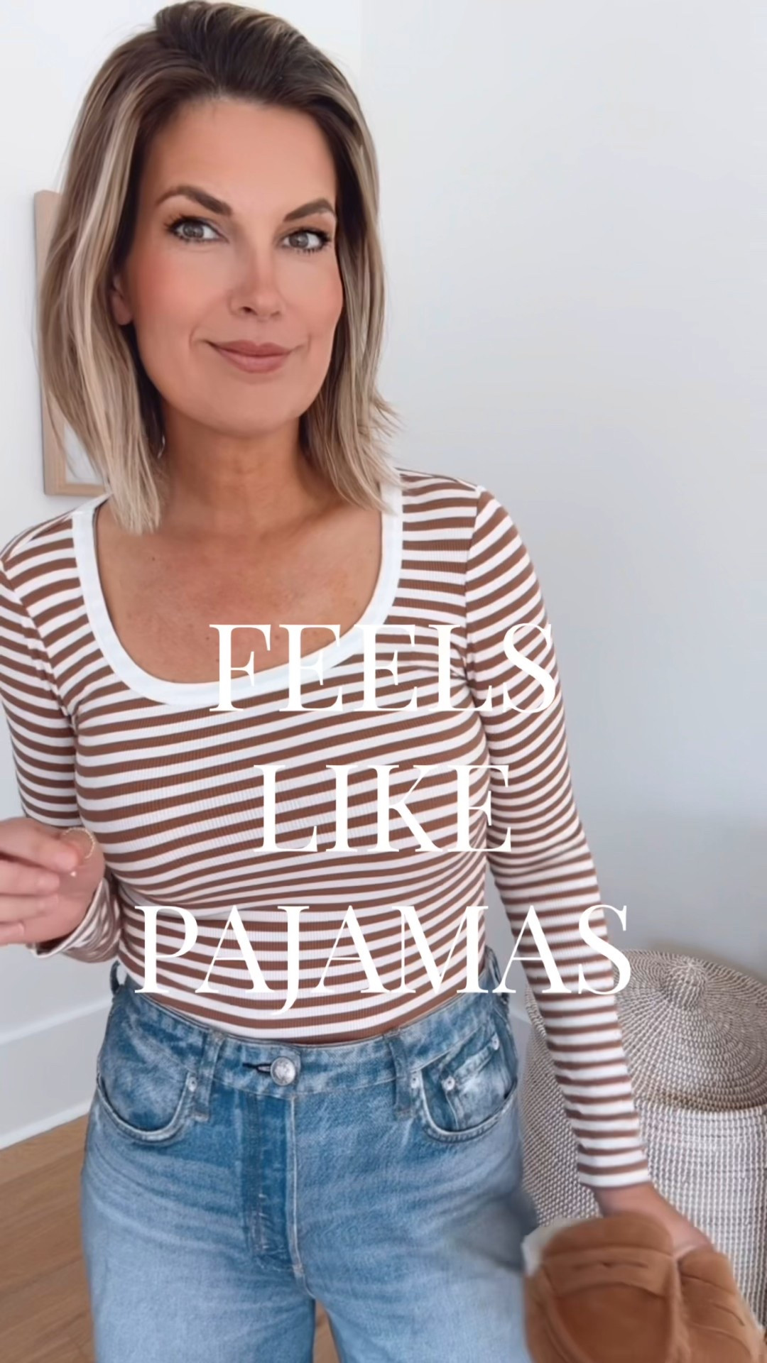 I am 5’11” wearing 27 in the SWEATPANT jeans, small in the striped tee, and xs/s in the poncho.  Mules true to size.  

#LTKOver40 #LTKSaleAlert #LTKgrwm