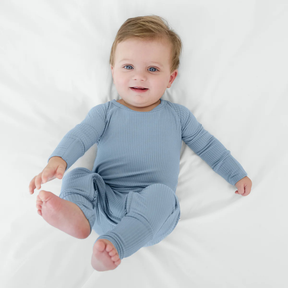Fog Ribbed Crescent Zippy | Little Sleepies