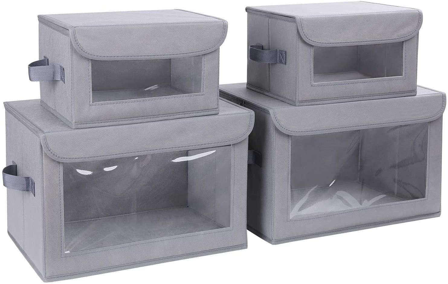 DIMJDIMJ Storage Bins with Flip-top Lids, 4 Pack Collapsible Fabric Storage Baskets Organizer Box... | Walmart (US)