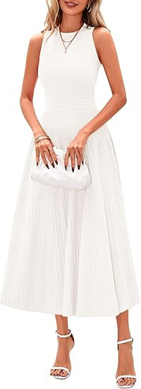 PRETTYGARDEN Spring Casual Dresses for Women 2026 Summer Business Work Midi Sleeveless A Line Ple... | Amazon (US)