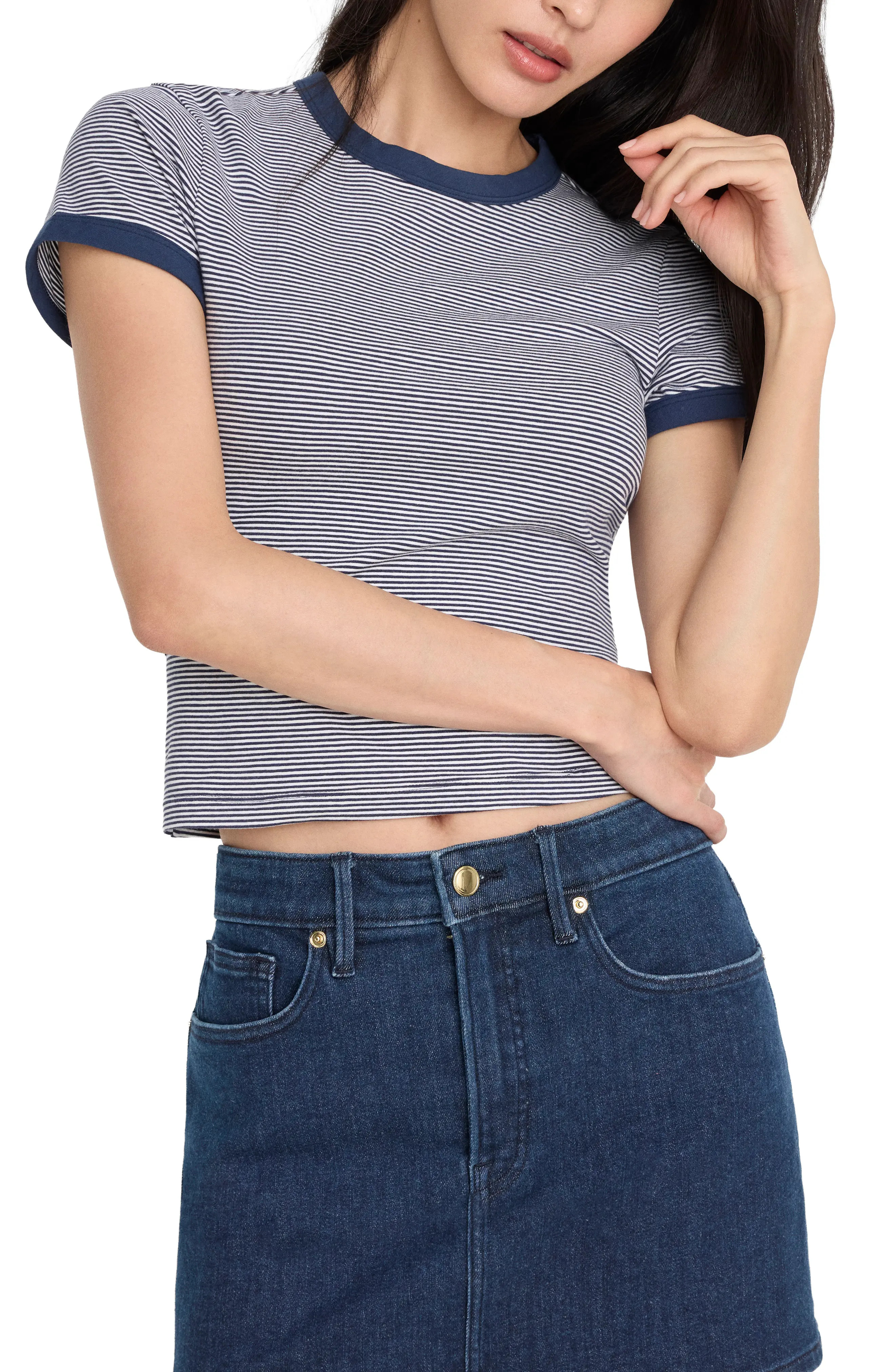 Stretch Cotton Crop Ringer T-Shirt (Women) | Nordstromrack | Nordstrom Rack