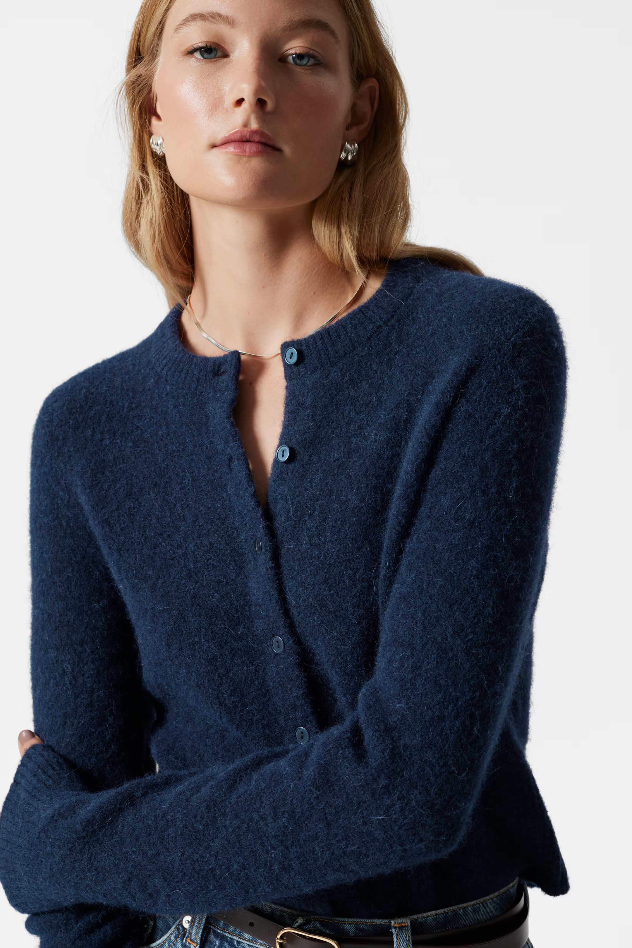 Alpaca-Blend Knit Cardigan - Dark Blue - Ladies | H&M GB | H&M (UK, MY, IN, SG, PH, TW, HK)