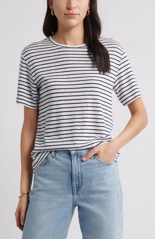 caslon(r) Easy T-Shirt in White- Navy Blazer Stripe at Nordstrom, Size X-Large | Nordstrom