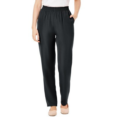 Woman Within Tall Woven Hassle-Free Pull-On Pants - 18 T, Black | Target