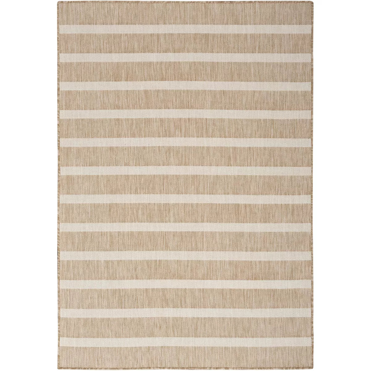 Nourison Positano Modern Stripes Flatweave Indoor Outdoor Low Pile Area Rug Beige Ivory 5' x 7' | Target